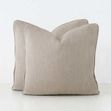 PANTANO LINEN WEAVE CUSHION BUNDLE X2  |  50X50  |  PEBBLE SHADOW