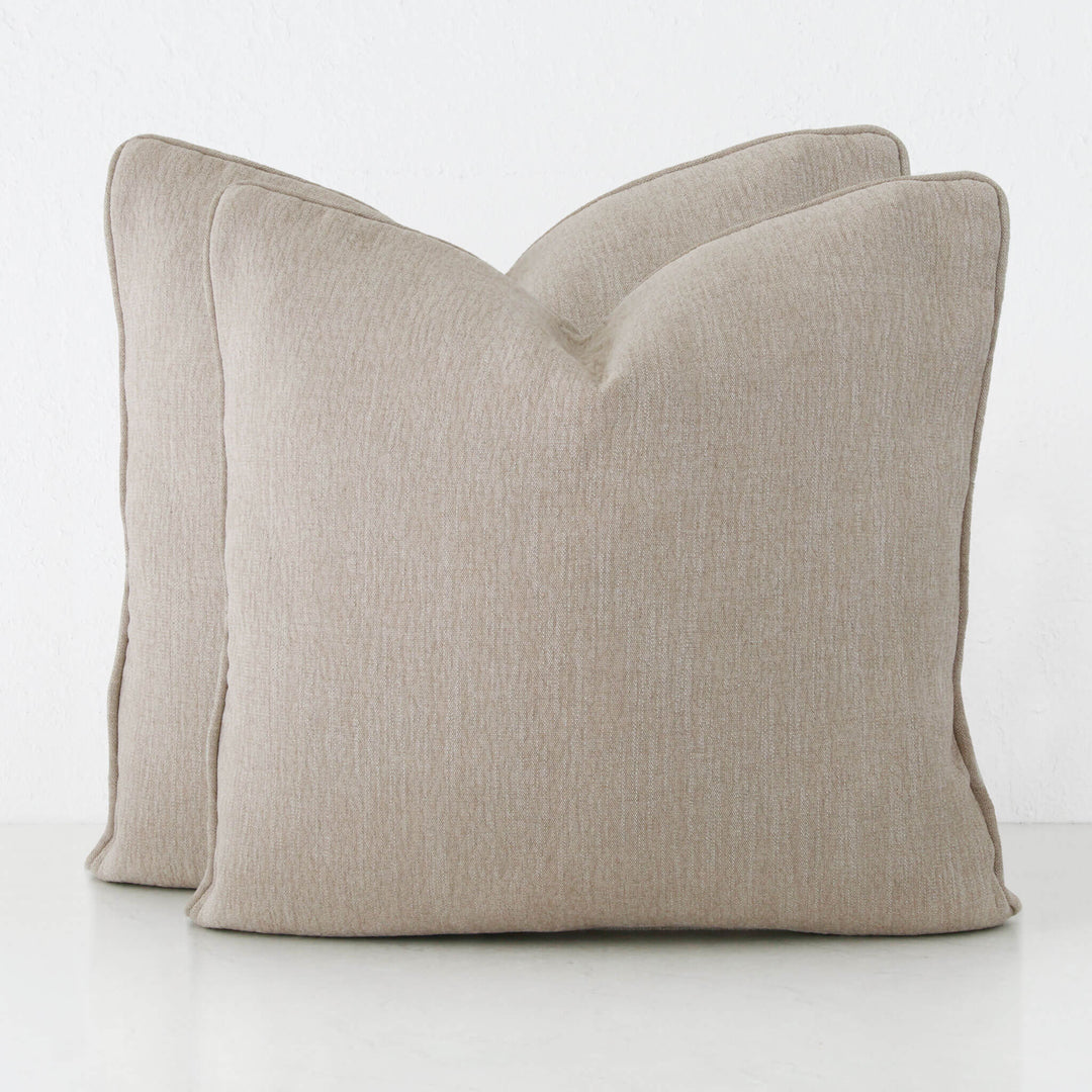 PANTANO LINEN WEAVE CUSHION BUNDLE X2  |  60X60  |  PEBBLE SHADOW