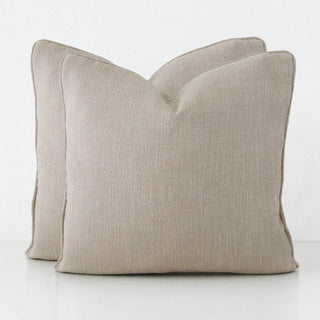 PANTANO LINEN WEAVE CUSHION BUNDLE X2  |  60X60  |  PEBBLE SHADOW