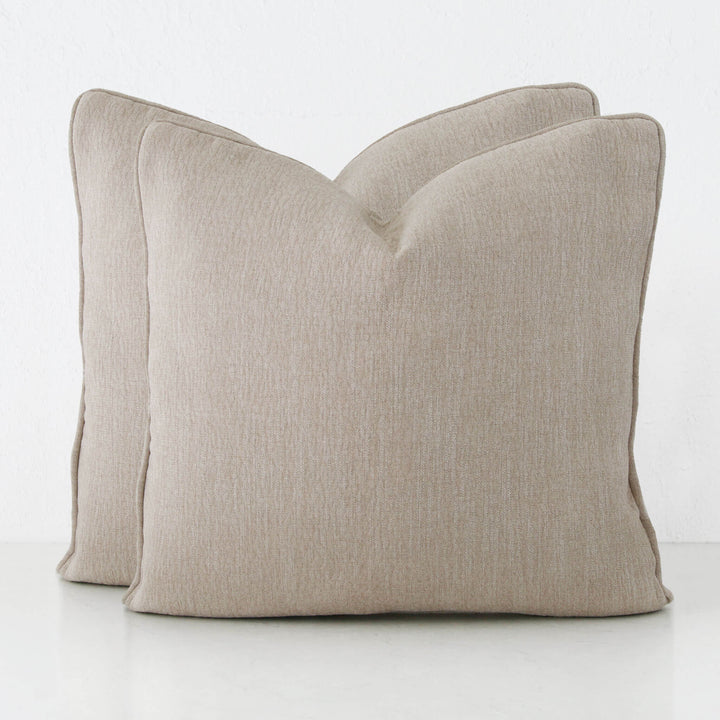 PANTANO LINEN WEAVE CUSHION BUNDLE X2  |  60X60  |  PEBBLE SHADOW