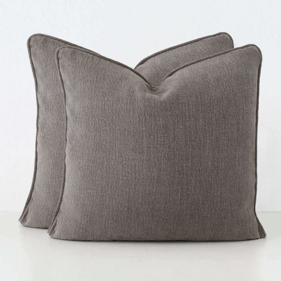 PANTANO LINEN WEAVE CUSHION BUNDLE X2  |  60X60  |  SMOKE HAZE