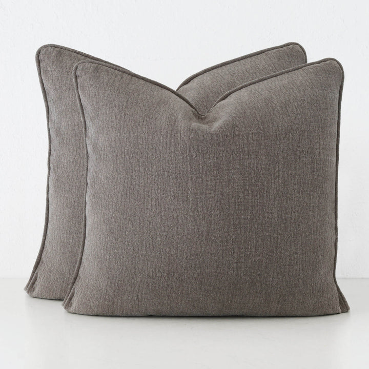 PANTANO LINEN WEAVE CUSHION BUNDLE X2  |  60X60  |  SMOKE HAZE