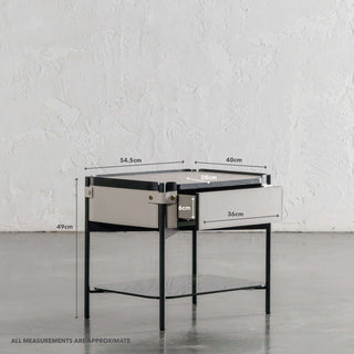 PANZANO NIGHTSTAND WITH DRAWER | IVORY LATTE LEATHER