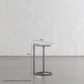PANZANO ROUND SIDE TABLE | NATURAL MARBLE | MEASUREMENTS