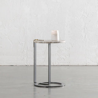 PANZANO ROUND SIDE TABLE  |  NATURAL MARBLE