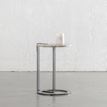 PANZANO ROUND SIDE TABLE  |  NATURAL MARBLE