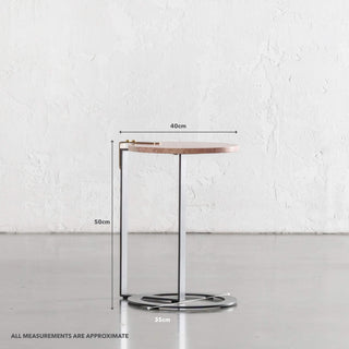 PANZANO ROUND SIDE TABLE  |  SIENNA CLAY TRAVERTINE MARBLE | MEASUREMENTS