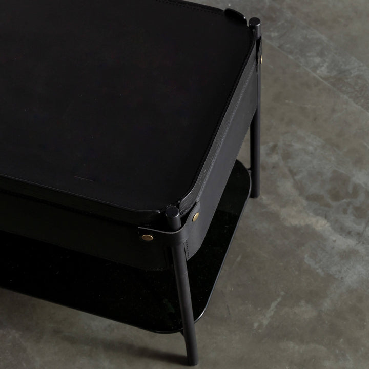 PANZANO NIGHTSTAND WITH DRAWER  |  BLACK NOIR LEATHER