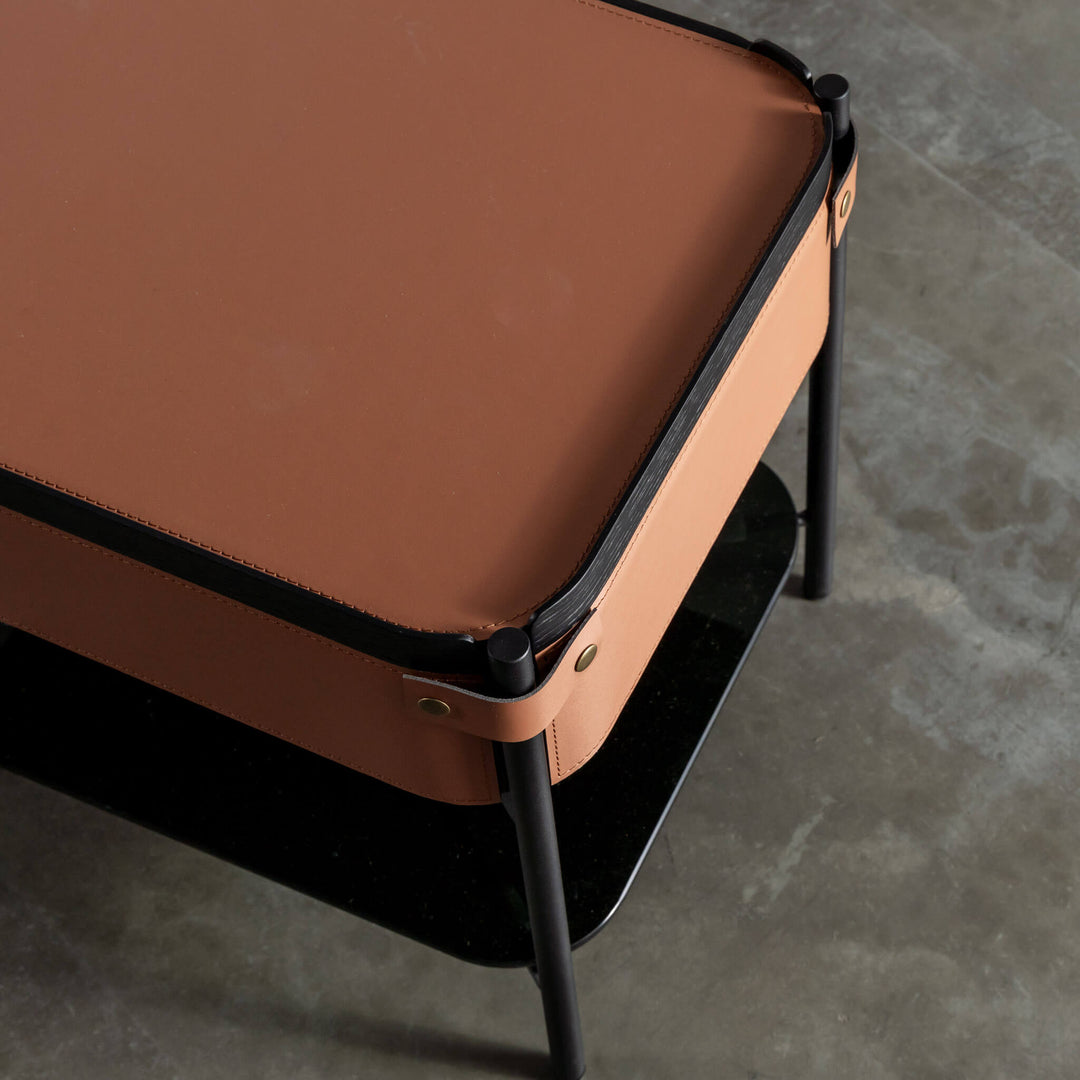 PANZANO NIGHTSTAND WITH DRAWER  |  HAVANA TAN LEATHER