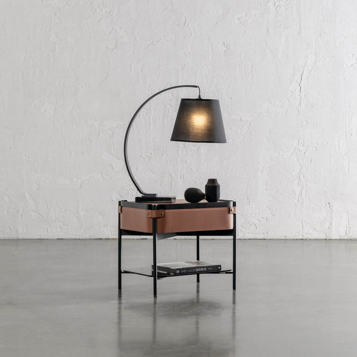 ARC EIGHTY CURVE TABLE LAMP  |  BLACK + BLACK MARBLE BASE