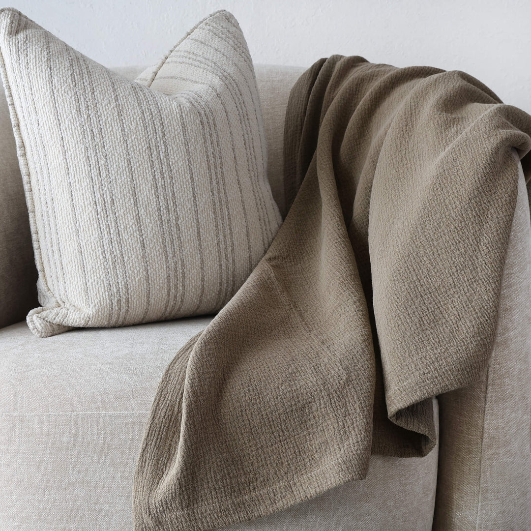 PARC RAPHAEL WAFFLE WEAVE LINEN THROW  |  170X130CM  | TAUPE WEAVE V2