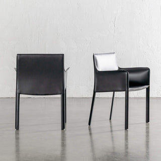 PARSONS MID CENTURY VEGAN LEATHER CARVER ARMCHAIR | NOIR BLACK