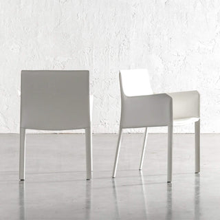 PARSONS MID CENTURY VEGAN LEATHER CARVER ARMCHAIR | LIMED WHITE