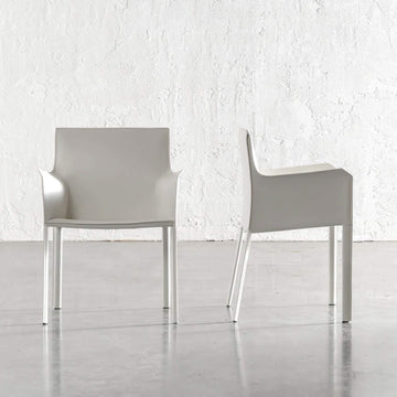 PARSONS MID CENTURY VEGAN LEATHER CARVER ARMCHAIR | LIMED WHITE