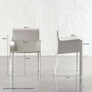 PARSONS MID CENTURY VEGAN LEATHER CARVER ARMCHAIR | LIMED WHITE | MEASUREMENTS