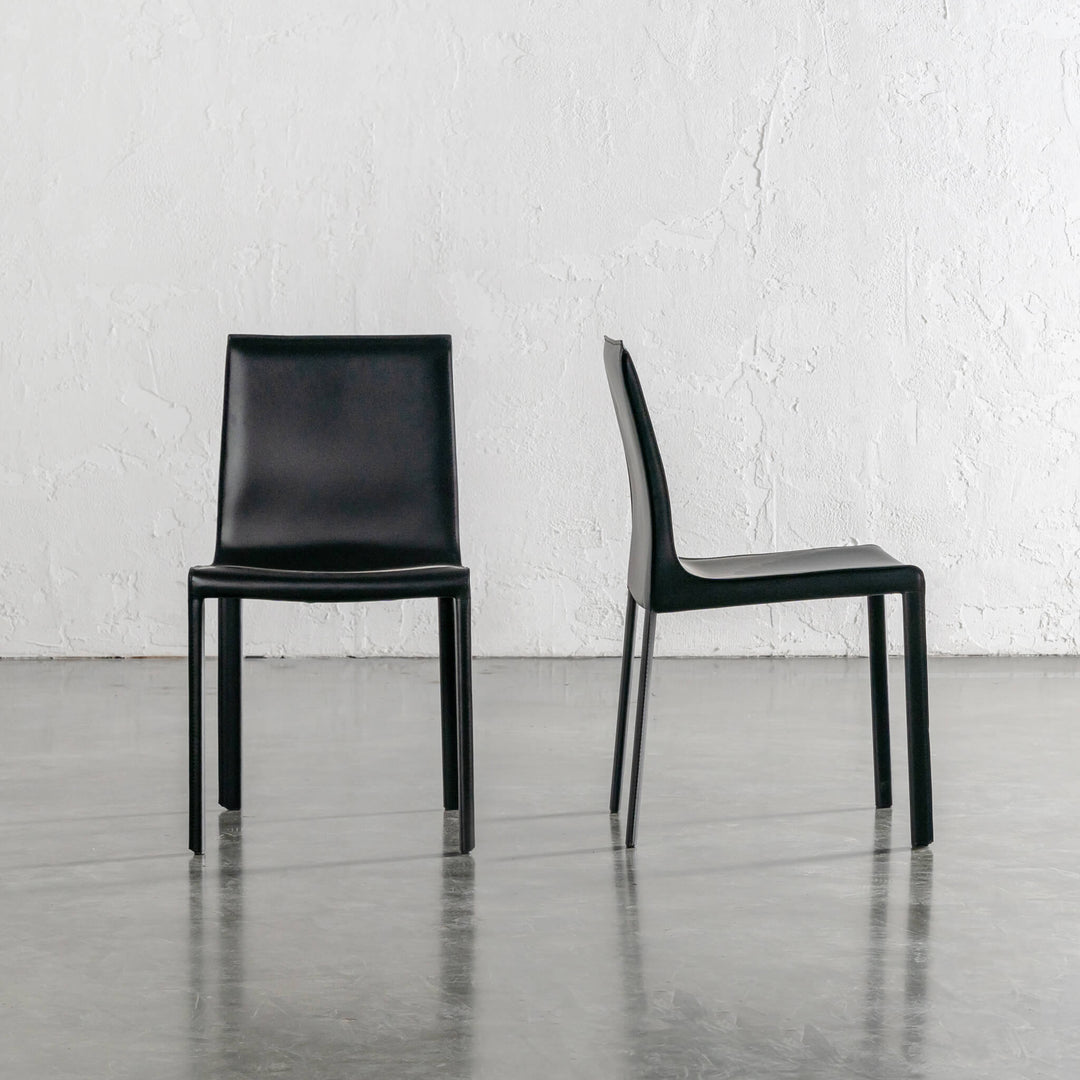 PRE ORDER  |  PARSONS MID CENTURY VEGAN LEATHER DINING CHAIR  |  NOIR BLACK