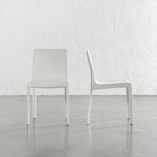 PARSONS MID CENTURY VEGAN LEATHER DINING CHAIR | LIMED WHITE