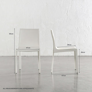 PARSONS MID CENTURY VEGAN LEATHER DINING CHAIR | BUNDLE + SAVE | LIMED WHITE | MEASUREMENTS