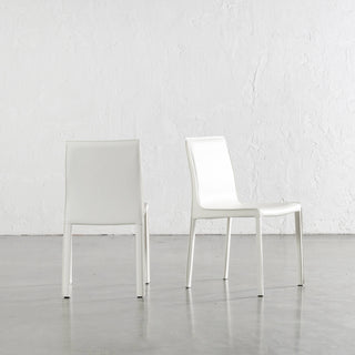 PARSONS MID CENTURY VEGAN LEATHER DINING CHAIR  |  LIMED WHITE