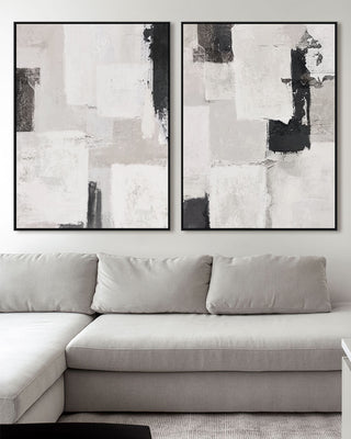 LBD EXCLUSIVE  |  PAULO FRAMED CANVAS PRINT  |  SET OF 2  |  100CM X 140CM  |  NATURAL + WHITE + BLACK