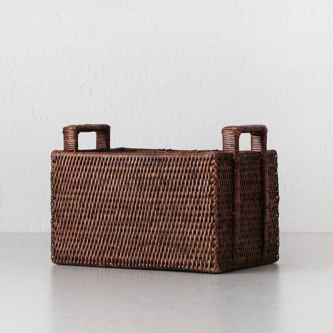 PAUME RATTAN CUTLERY CADDY  |  ANTIQUE BROWN RATTAN