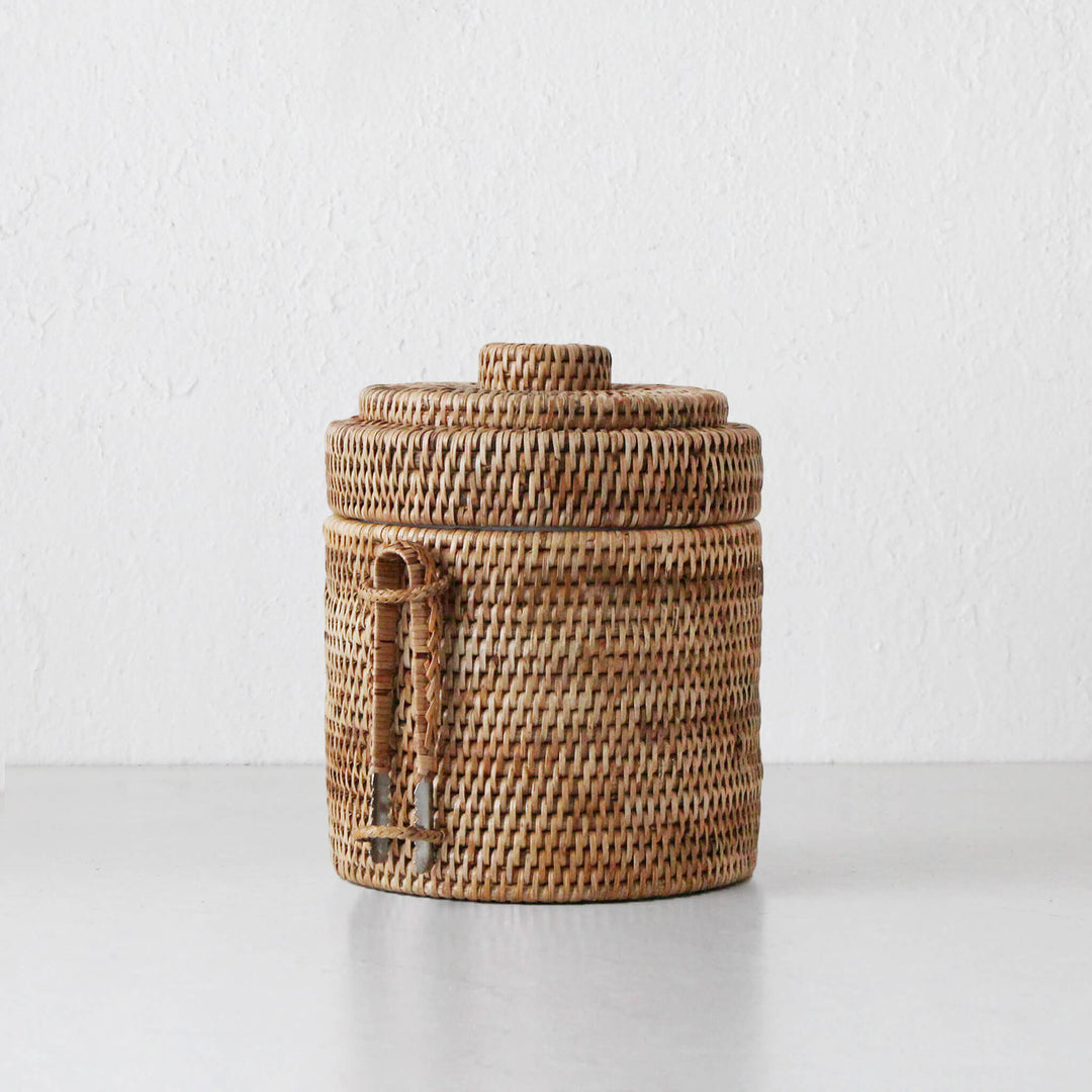 PAUME RATTAN ICE BUCKET + TONGS | NATURAL RATTAN