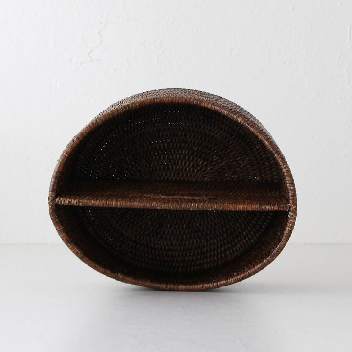 PAUME RATTAN MAGAZINE HOLDER  |  ANTIQUE BROWN RATTAN