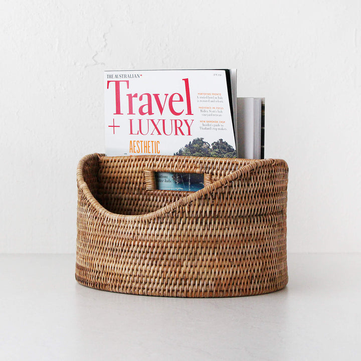 PAUME RATTAN MAGAZINE HOLDER  |  NATURAL RATTAN