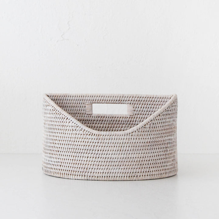 PAUME RATTAN MAGAZINE HOLDER  |  WHITE WASH RATTAN