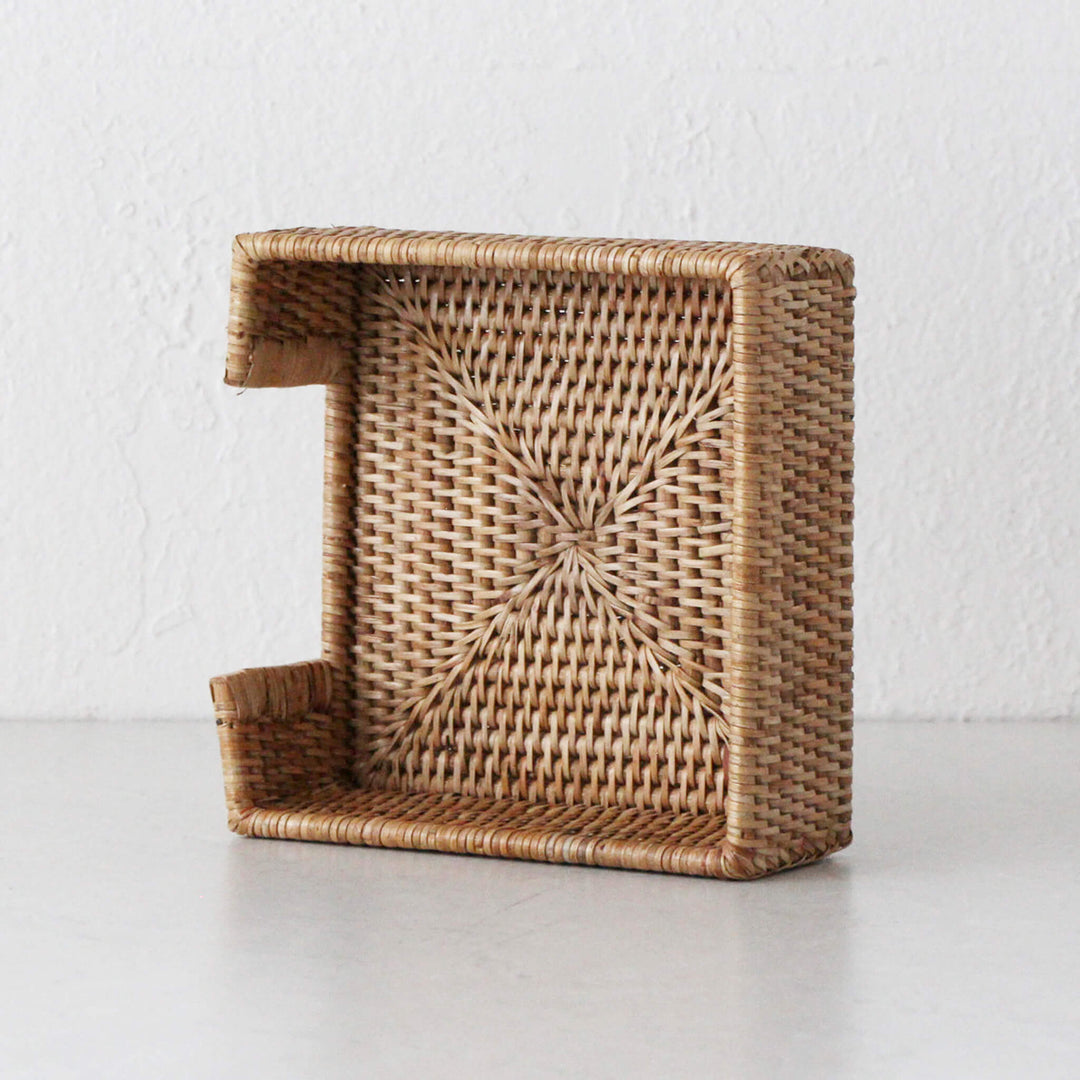 PAUME RATTAN NAPKIN BOX  |  SQUARE  |  NATURAL