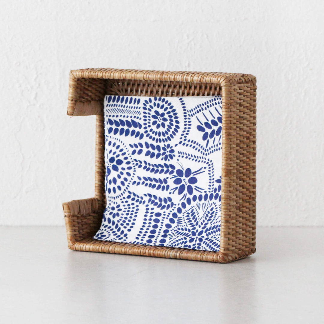 PAUME RATTAN SQUARE NAPKIN BOX  |  NATURAL RATTAN