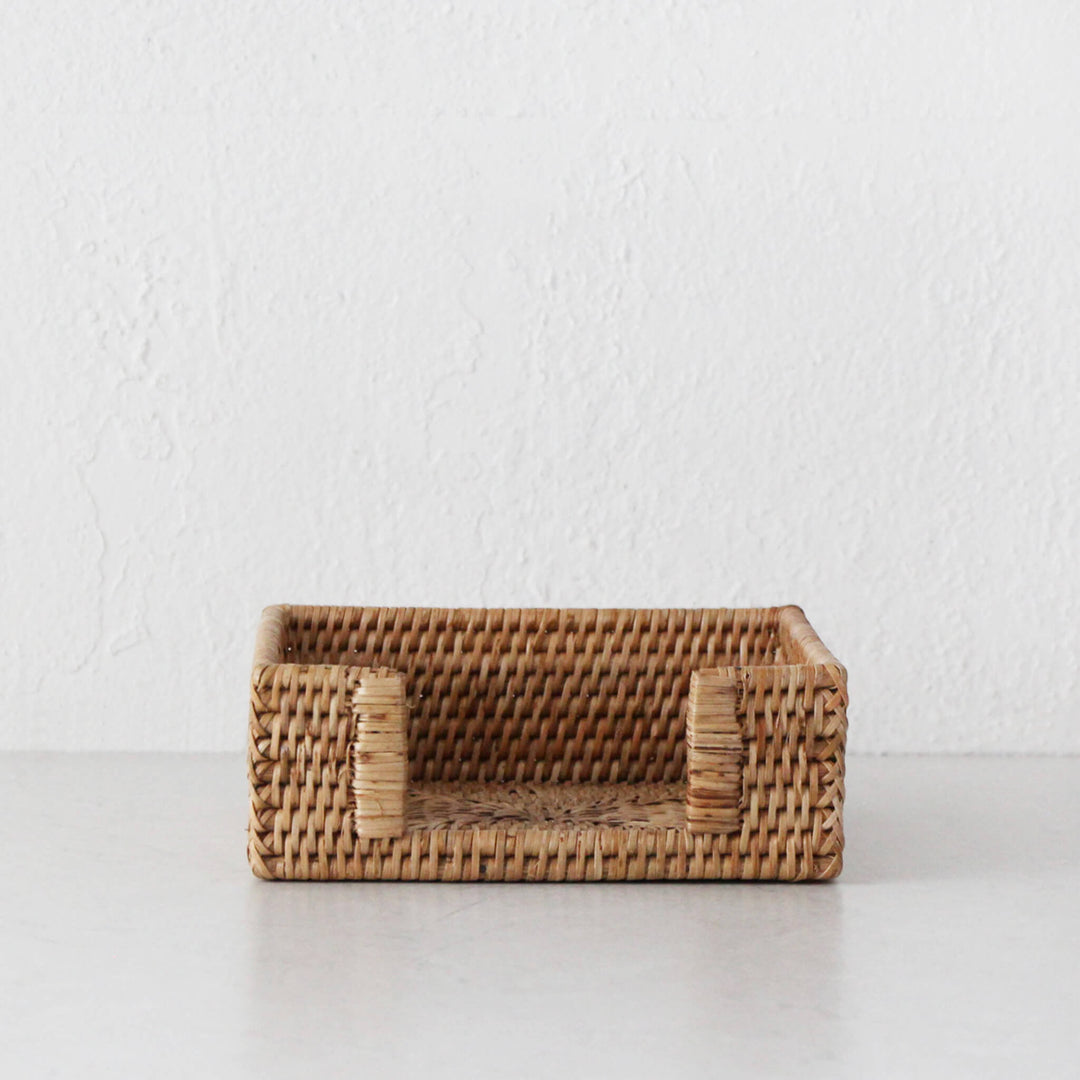 PAUME RATTAN NAPKIN BOX  |  SQUARE  |  NATURAL