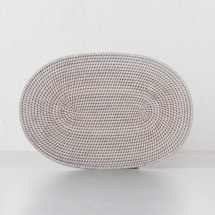 Paume Rattan Oval Placemat White Wash