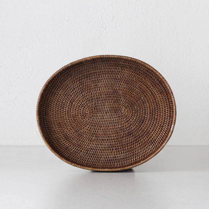 PAUME RATTAN OVAL TRAY | ANTIQUE BROWN
