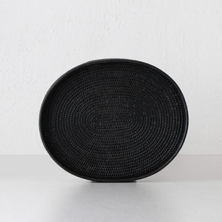 PAUME RATTAN OVAL TRAY | BLACK