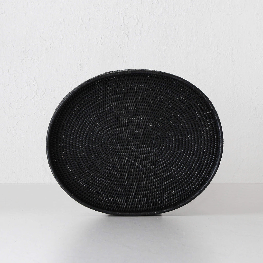 PAUME RATTAN OVAL TRAY  |  BLACK