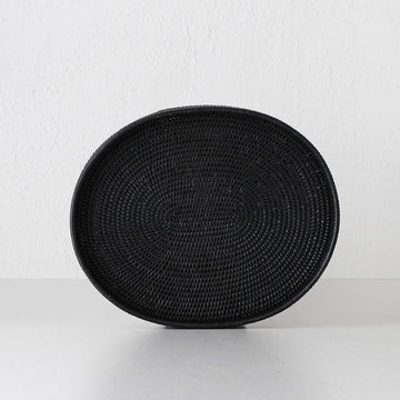 PAUME RATTAN OVAL TRAY | BLACK