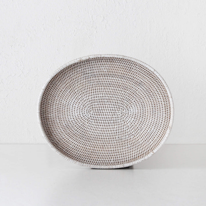 PAUME RATTAN OVAL TRAY | WHITE WASH