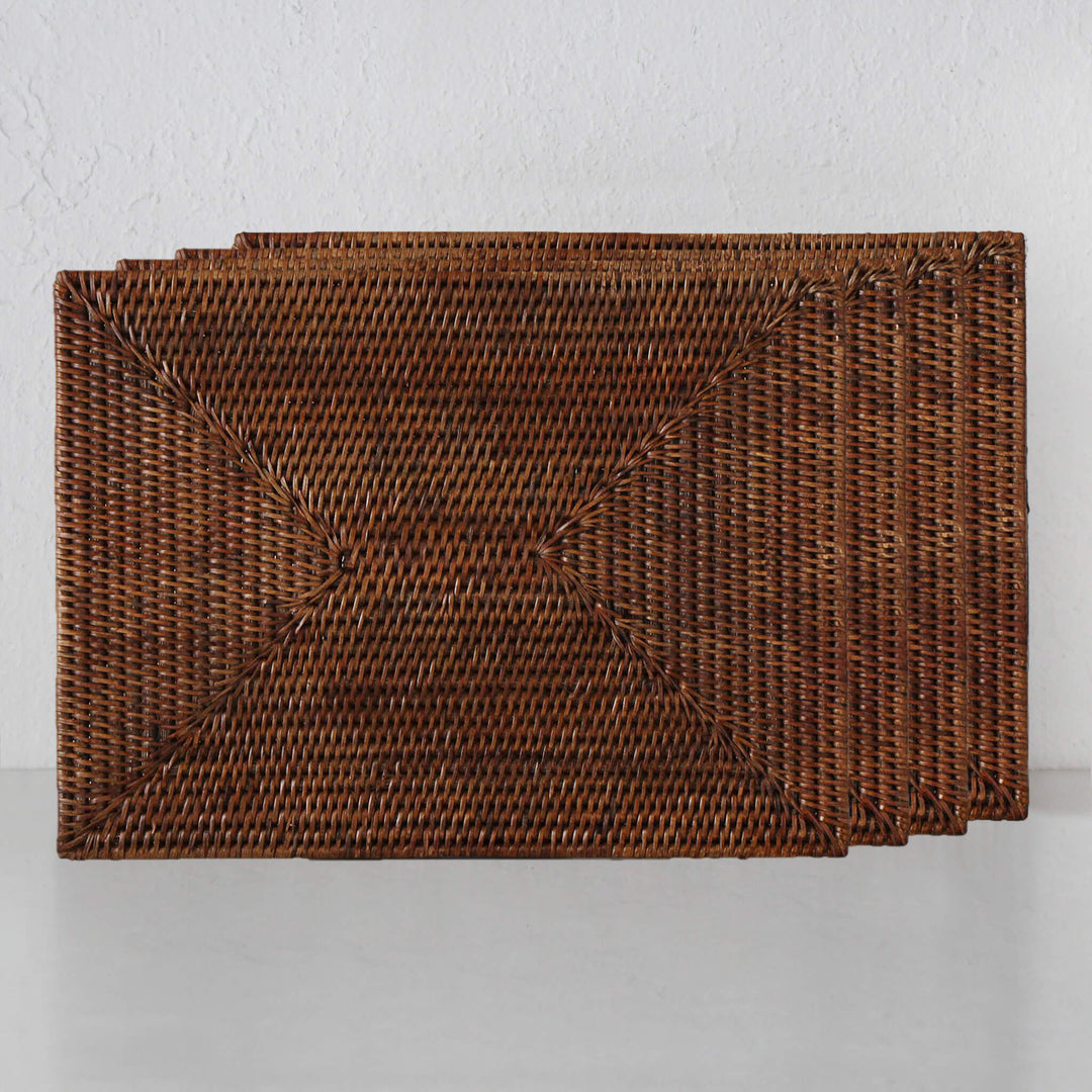 PAUME RATTAN RECTANGLE PLACEMAT | ANTIQUE BROWN | SET OF 4