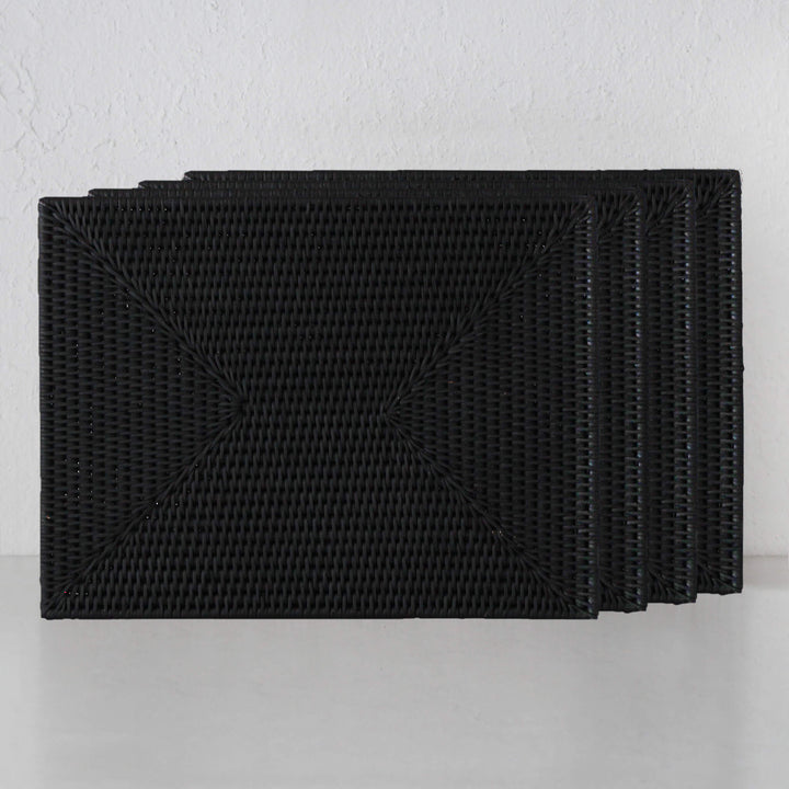 PAUME RATTAN RECTANGLE PLACEMAT | BLACK | SET OF 4
