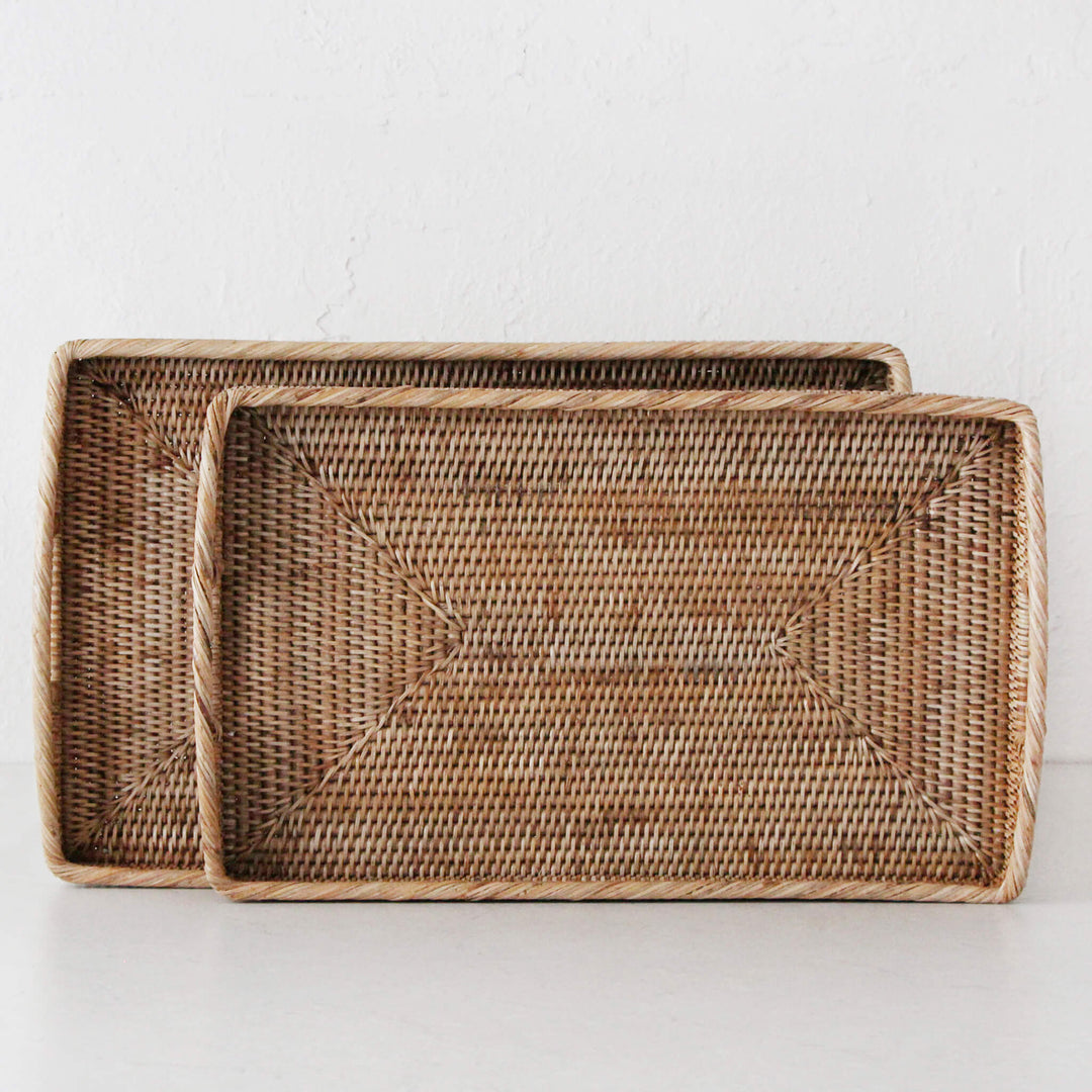 PAUME RATTAN RECTANGLE TRAY | SET OF 2 | NATURAL RATTAN