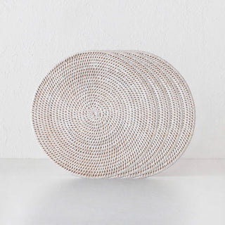 PAUME RATTAN ROUND PLACEMAT | WHITE WASH | SET OF 4