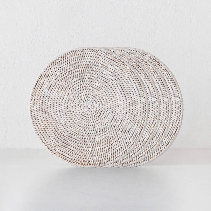 PAUME RATTAN ROUND PLACEMAT | WHITE WASH | SET OF 4