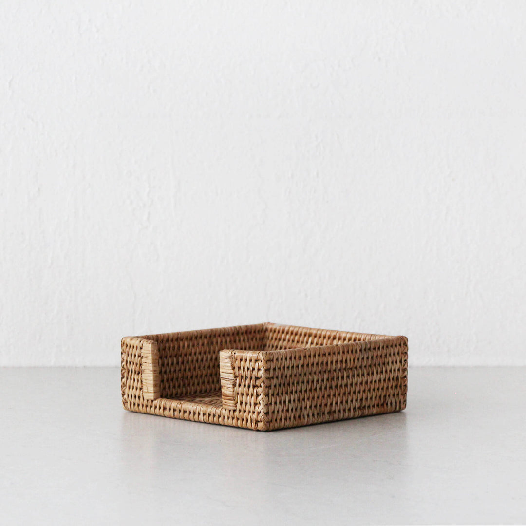 PAUME RATTAN SQUARE NAPKIN BOX | NATURAL RATTAN