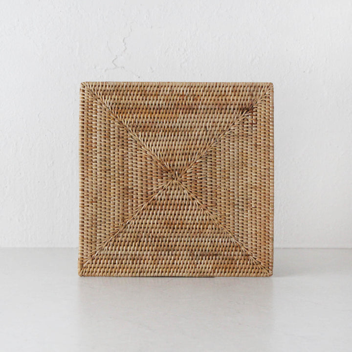 PAUME RATTAN SQUARE PLACEMAT  |  NATURAL  |  SET OF 6