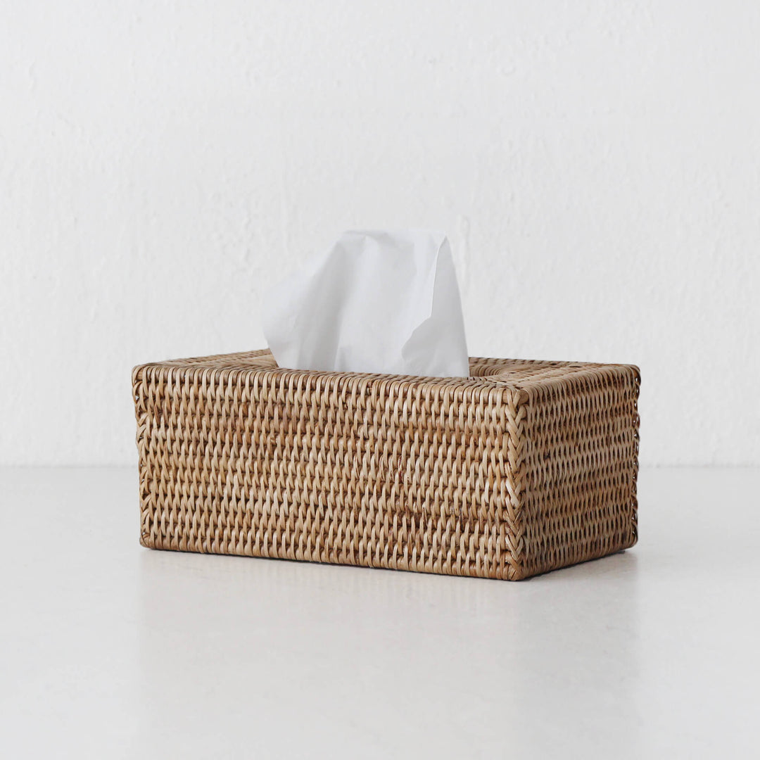 PAUME RATTAN TISSUE BOX COVER  |  RECTANGLE  |  NATURAL