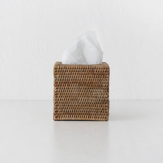 PAUME RATTAN TISSUE BOX COVER  |  SQUARE  |  NATURAL