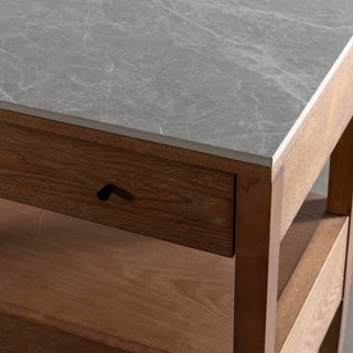 PERNEL CONRAD NIGHT STAND  |  DEEP WALNUT  |  VALENTINA GRIGIO CERAMICA TOP