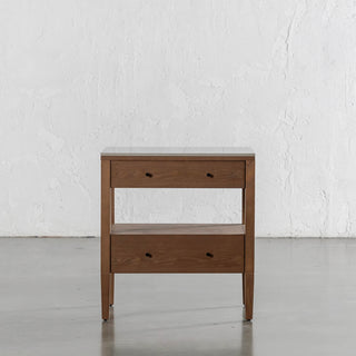 PERNEL CONRAD NIGHT STAND  |  DEEP WALNUT  |  VALENTINA GRIGIO CERAMICA TOP