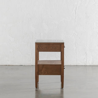 PERNEL CONRAD NIGHT STAND  |  DEEP WALNUT  |  VALENTINA GRIGIO CERAMICA TOP